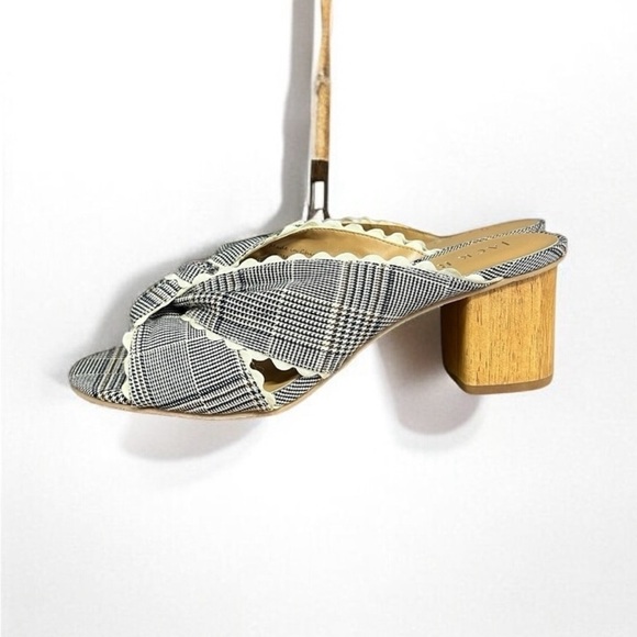 🌻 NEW Jack Rogers Midnight "Holly" Plaid Open Toe Knotted Slide Mules Heel 7.5 - Picture 6 of 13